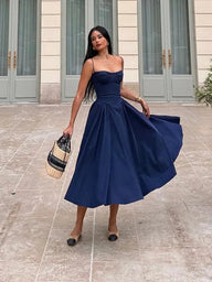Vestido midi sin mangas con tirantes Marjorie