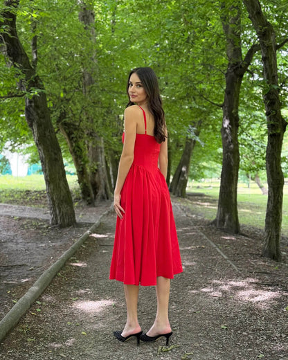 SOKYND Marjorie Sleeveless Strap Midi Dress DressessV1772777205902594170RedXS