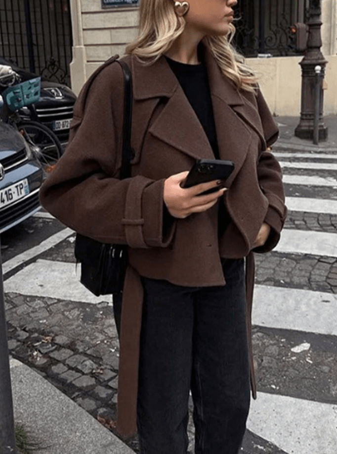 SOKYND Mary High Collared Coat CoatSOKYND-005271-BRO-S-57815BrownS