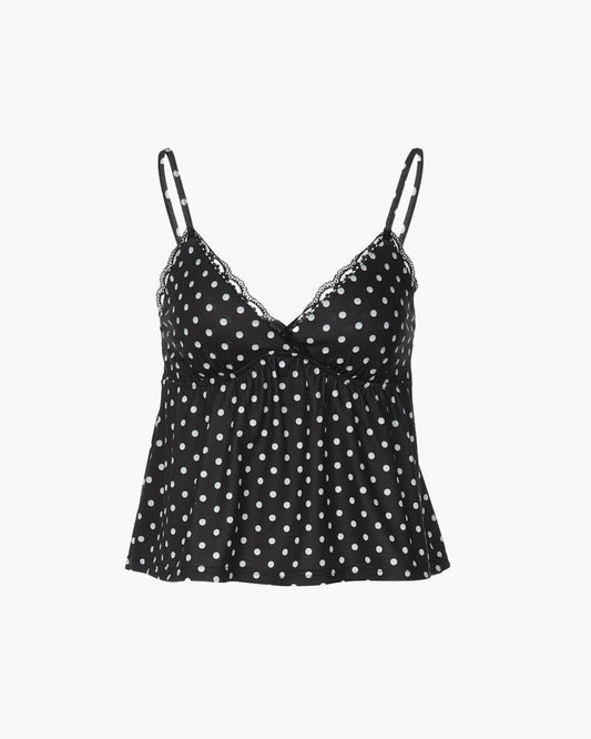 SOKYND Maya Dot Print Lace Trim Camisole TopSOKYND-021079-BLA-L-73495BlackL