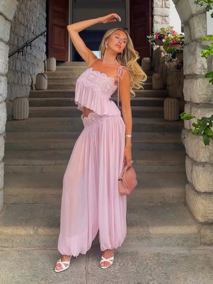 SOKYND Maya Floral Lace Ruffle Crop Top & Maxi Skirt Set Matching SetsSOKYND-621655-L-OS-98423L