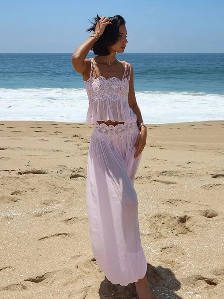 SOKYND Maya Floral Lace Ruffle Crop Top & Maxi Skirt Set Matching SetsSOKYND-621655-M-OS-65655M