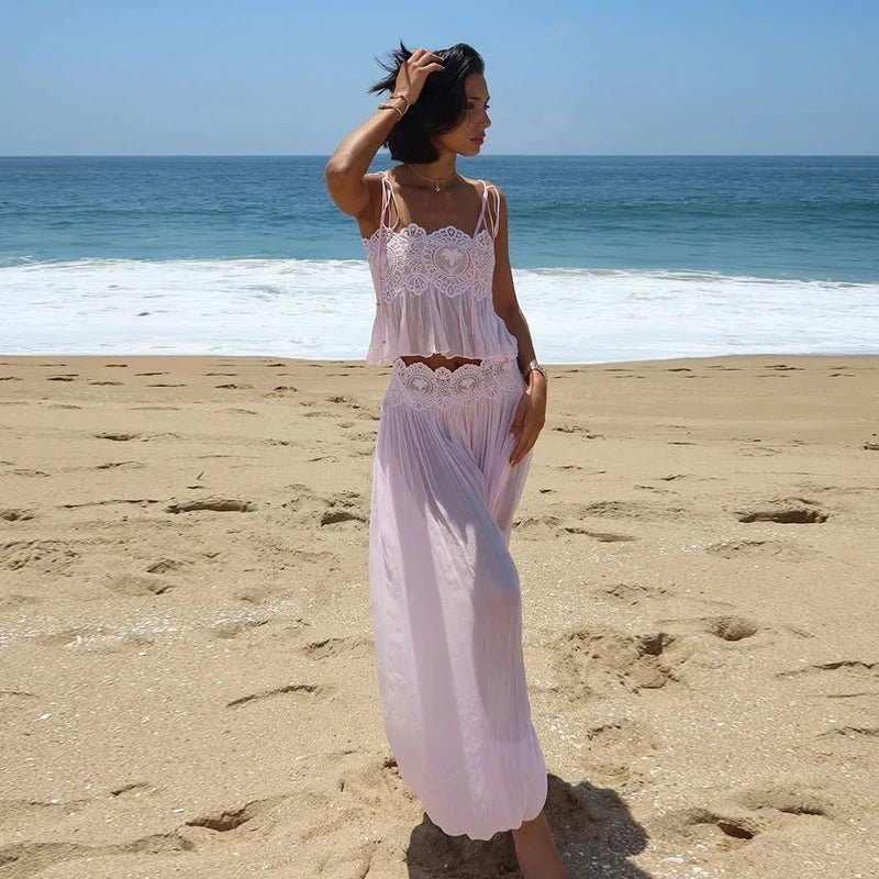 SOKYND Maya Floral Lace Ruffle Crop Top & Maxi Skirt Set Matching SetsSOKYND-621655-M-OS-65655M