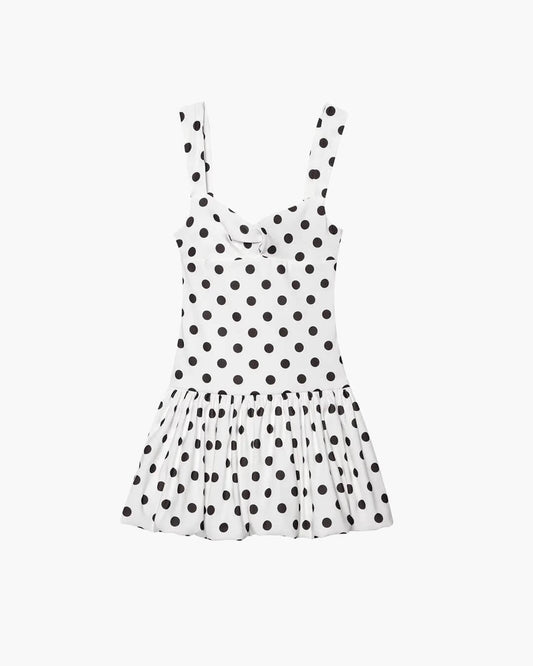 SOKYND Megan Polka Dot Balloon Mini Dress DressWhiteS