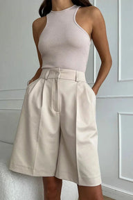 Shorts plisados de cintura alta Meghan