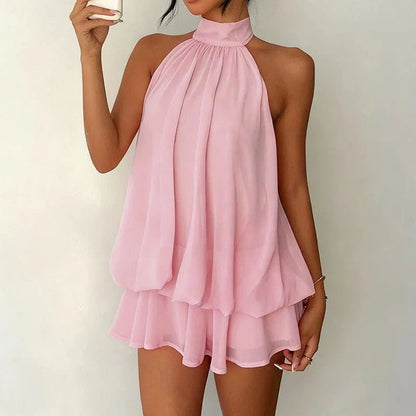 SOKYND Melisande Halter Backless Mini Dress DressPinkS
