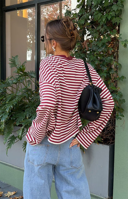SOKYND Melissa Striped Oversized Knit Sweater SweaterSOKYND-358871-BUR-XS-45143BurgundyXS