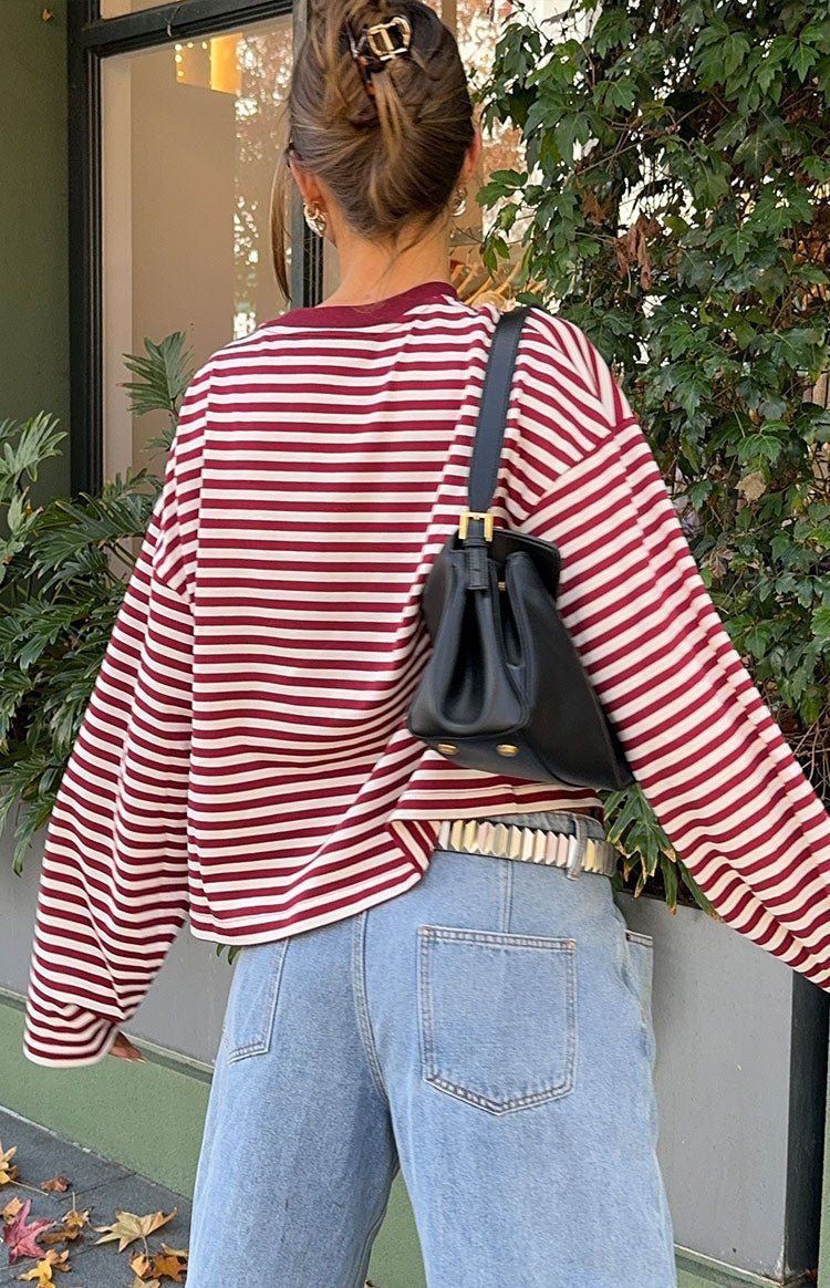 SOKYND Melissa Striped Oversized Knit Sweater SweaterSOKYND-358871-BUR-XS-45143BurgundyXS