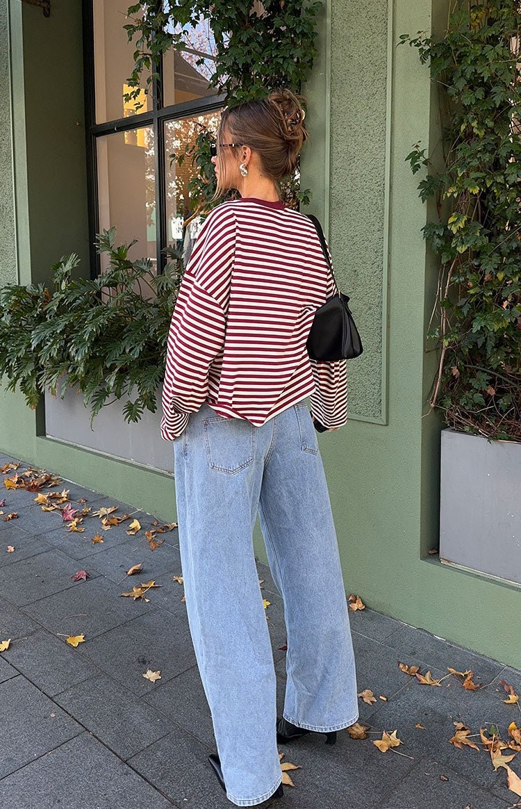 SOKYND Melissa Striped Oversized Knit Sweater SweaterSOKYND-358871-BUR-XS-45143BurgundyXS