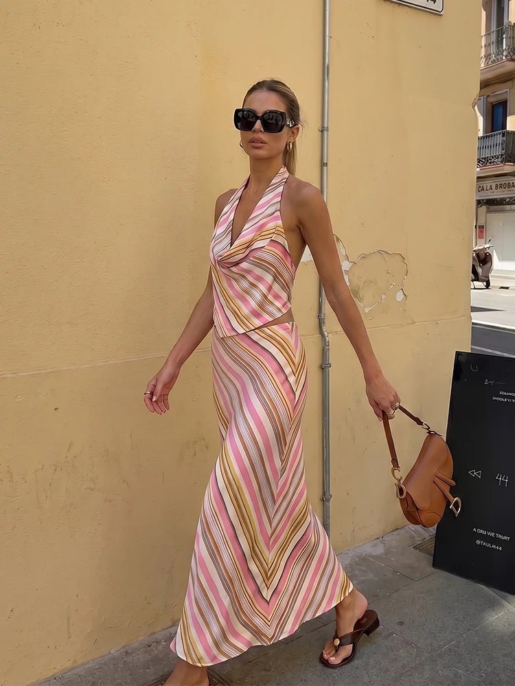 SOKYND Meredith Bohemian Striped Satin Set Matching SetsSOKYND-574679-SET-XS-55223Set (Top + Skirt)XS