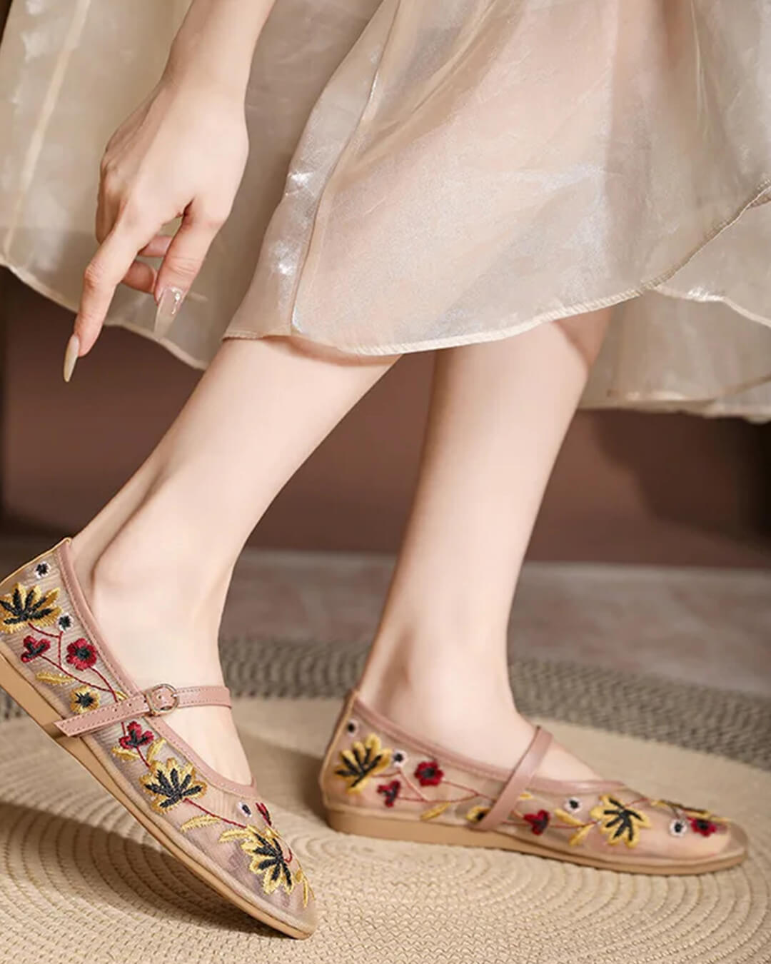 SOKYND Mia Embroidered Ballet Flats ShoesOG1772777205918716252Apricot37