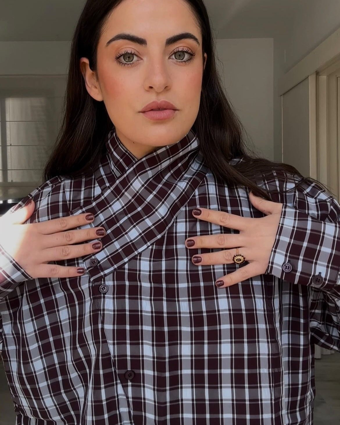 SOKYND Mia Poplin Plaid Wrap Shirt ShirtSOKYND-742679-S-OS-81399S