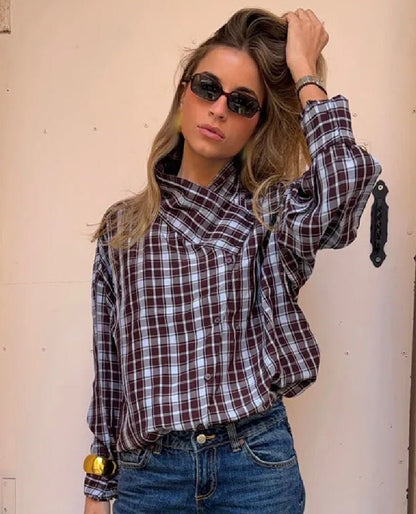 SOKYND Mia Poplin Plaid Wrap Shirt ShirtSOKYND-742679-S-OS-81399S