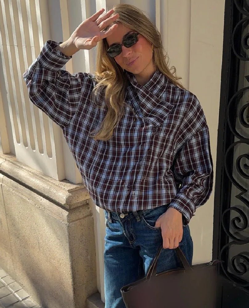 SOKYND Mia Poplin Plaid Wrap Shirt ShirtSOKYND-742679-XS-OS-48631XS