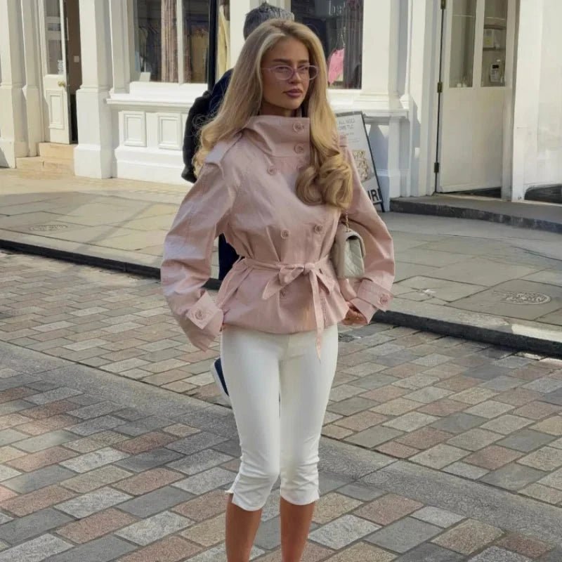 SOKYND Miriam Belted Trench Jacket CoatSOKYND-416471-PIN-L-60279PinkL