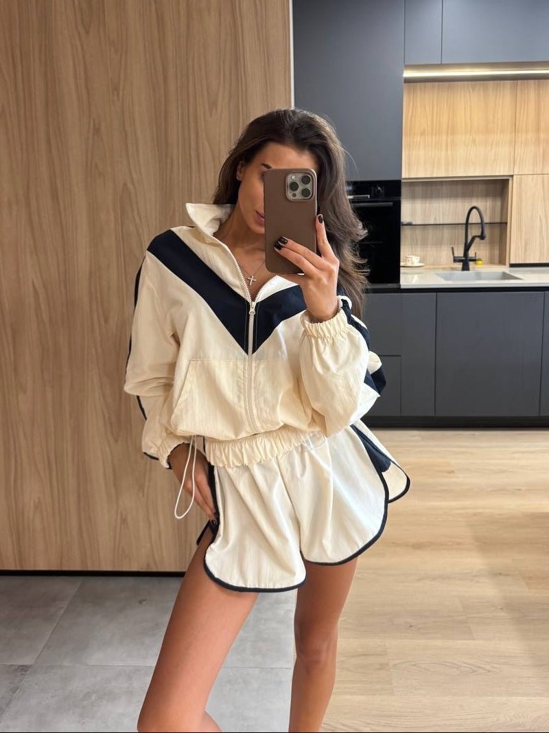 SOKYND Miriam Chevron Windbreaker Shorts Set Matching SetsSOKYND-805079-M-OS-20151M
