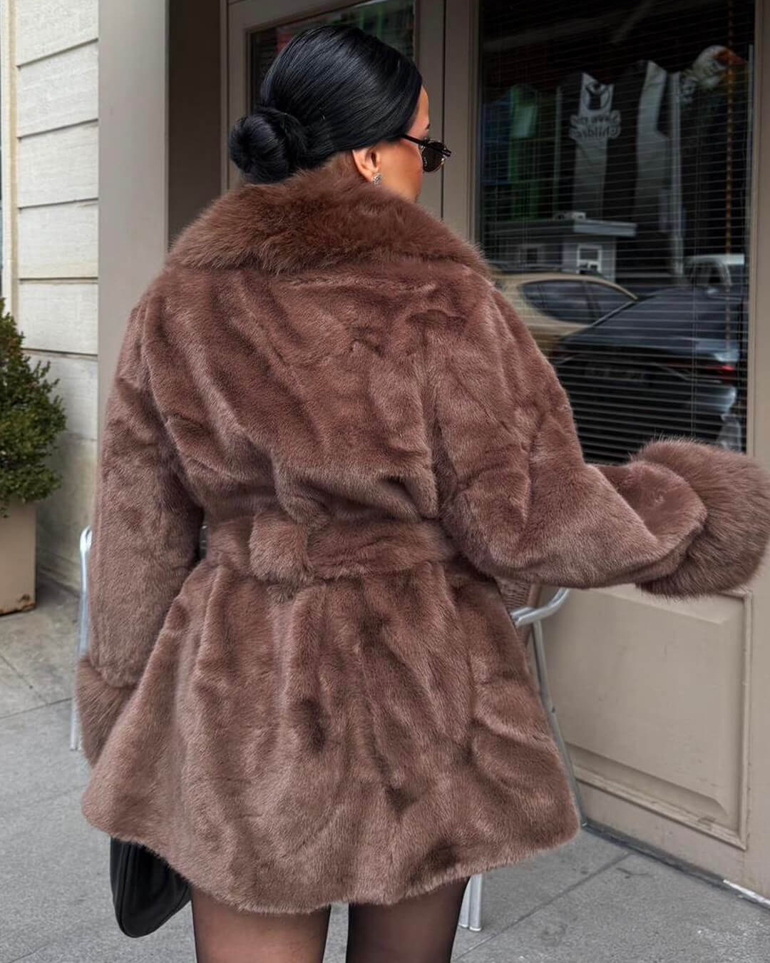 SOKYND Miriam Faux Fur Trim Coat CoatSOKYND-365143-BRO-S-57239BrownS