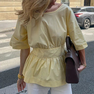 Monica Blouse en Coton Volantée Dos Nu