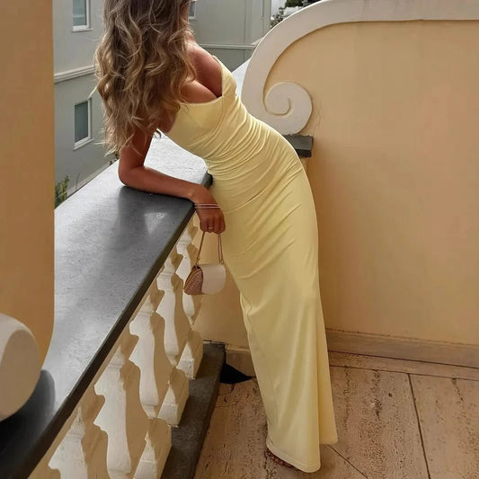 SOKYND Nadira V Neck Strap Maxi Dress DressYellowXS