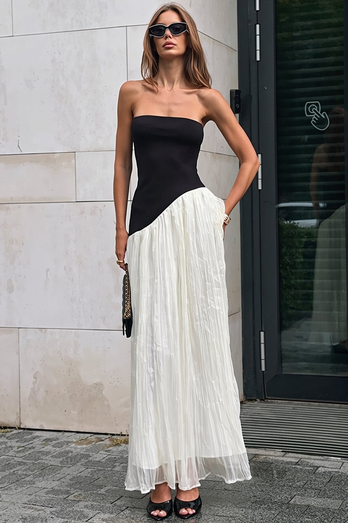 SOKYND Naomi Contrast Irregular Maxi Dress DressSOKYND-965463-BLA-M-88279BlackM