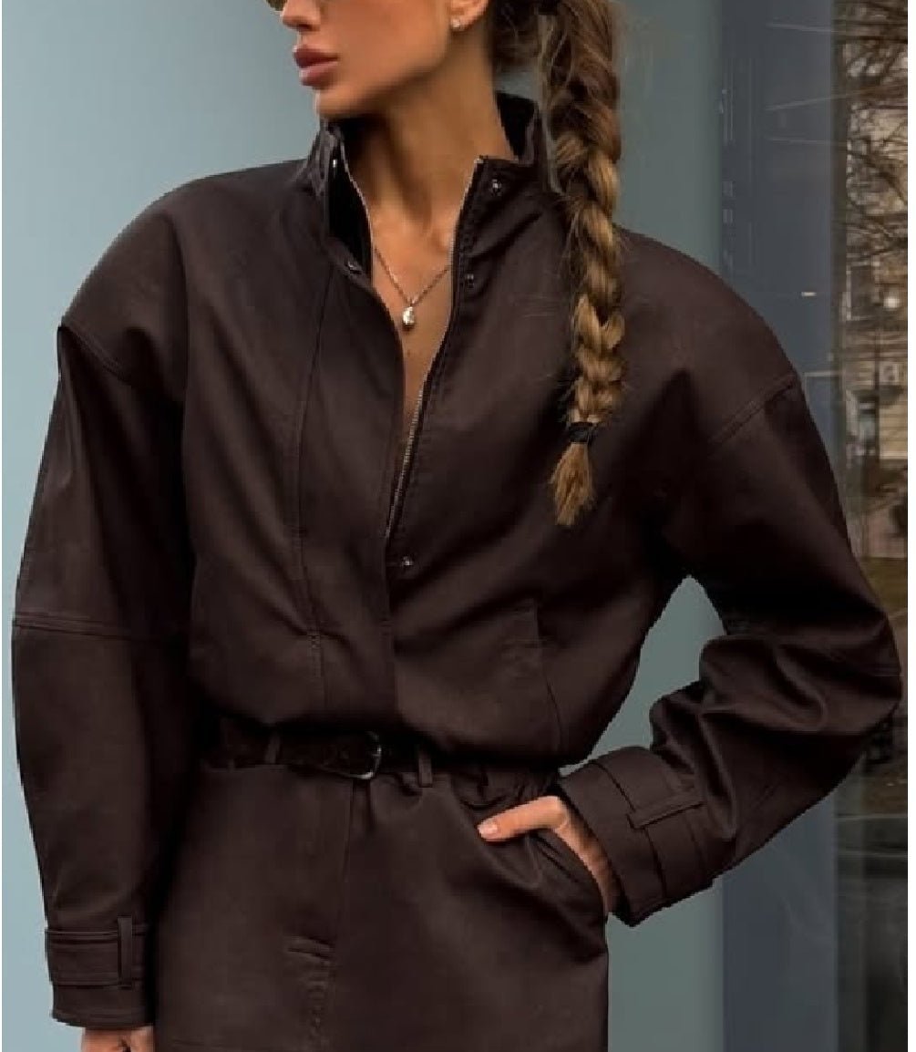 SOKYND Naomi Suede Cropped Coat & Skirt Set Matching SetsSOKYND-571351-CRO-BROWN-20759Cropped Coat & Mini Skirt SetBrownS