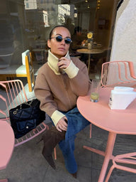 Cardigan in maglia con zip a contrasto Natalie
