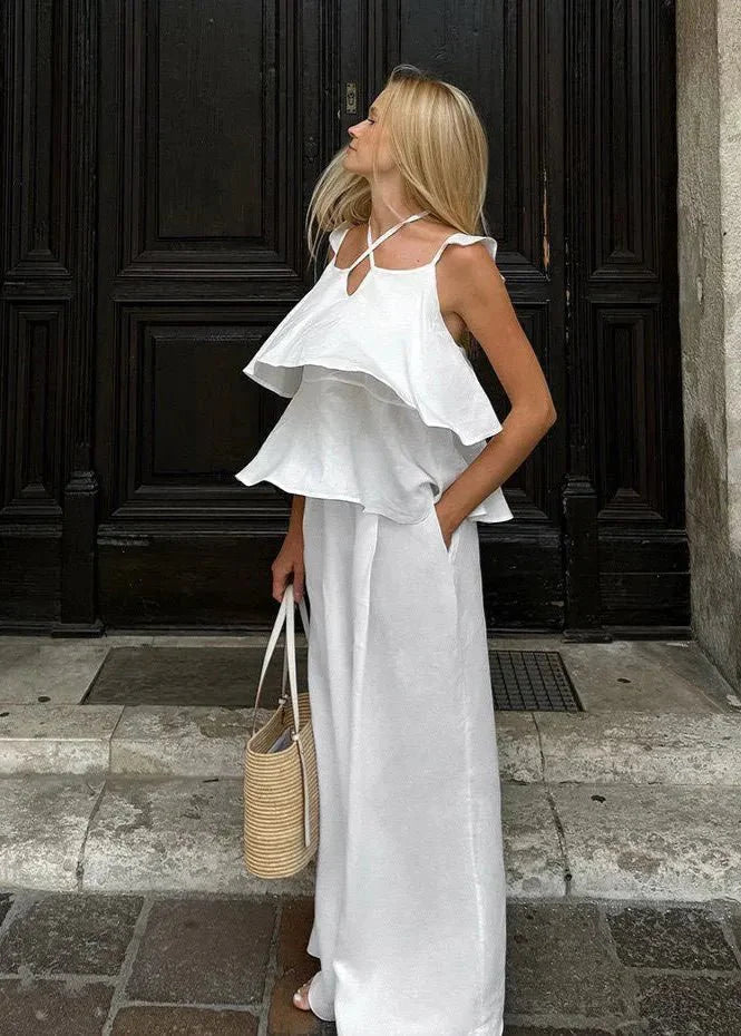 SOKYND Natalie Flowy Ruffle Wide Leg Pants Set Matching SetsSOKYND-119383-S-OS-04567S