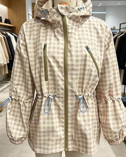 SOKYND Natalie Plaid Hooded Trench Jacket JacketSOKYND-720919-KHA-M-42327KhakiM
