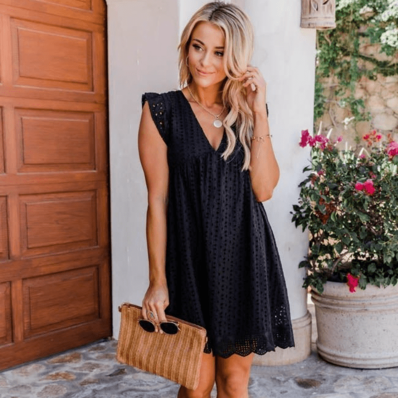 SOKYND Natalie V Neck Sleeveless Mini Dress DressSOKYND-137047-BLA-S-63831BlackS