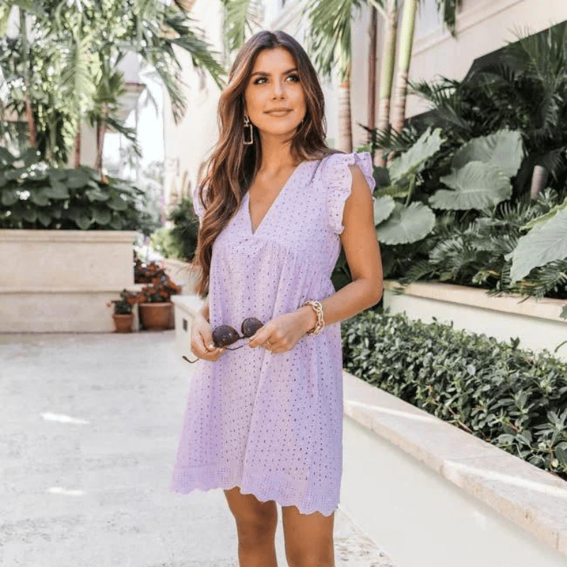SOKYND Natalie V Neck Sleeveless Mini Dress DressSOKYND-137047-LIL-S-50263LilacS
