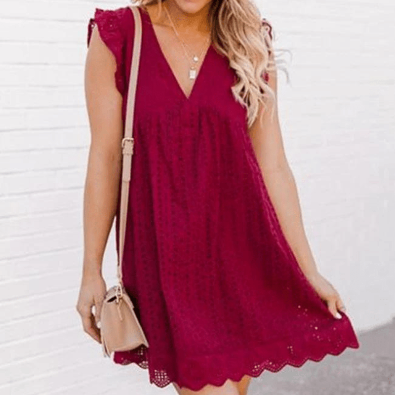 SOKYND Natalie V Neck Sleeveless Mini Dress DressSOKYND-137047-RED-S-43479RedS