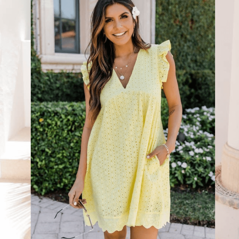 SOKYND Natalie V Neck Sleeveless Mini Dress DressSOKYND-137047-YEL-S-53655YellowS