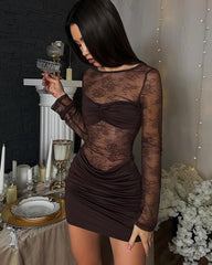 Vestido mini em renda sem costas Nia