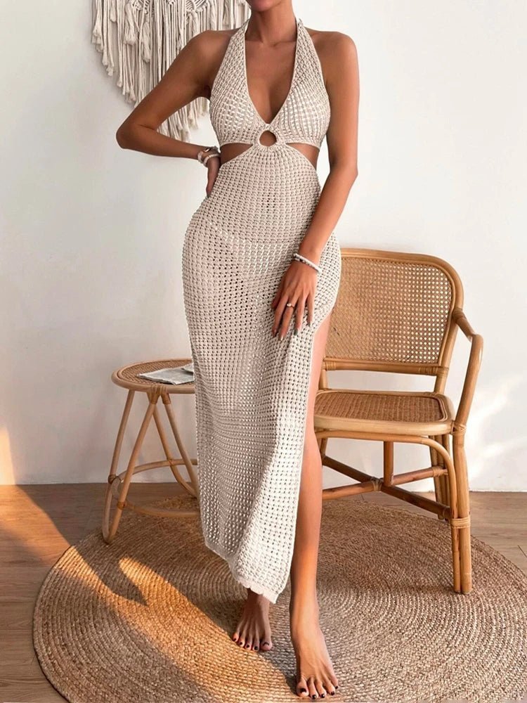 SOKYND Nicole Hollow-Neck Knitted Midi Dress DressSOKYND-942167-TAU-S-69911TaupeS