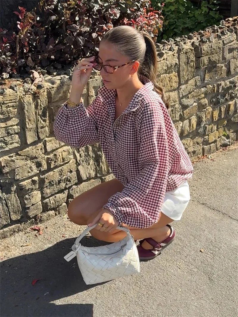 SOKYND Nicole Plaid Drawstring High Neck Jacket JacketSOKYND-933079-RED-XS-58327RedXS