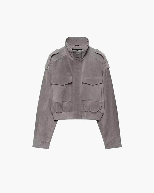 Casaco Curto Nina em Faux Suede