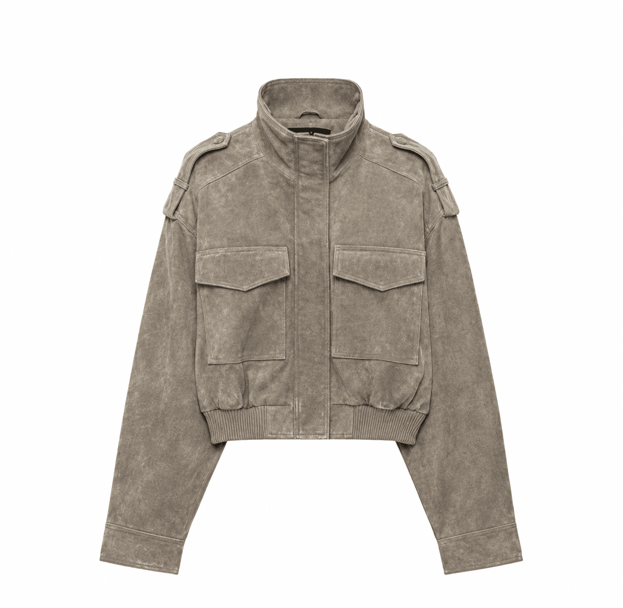 SOKYND Nina Faux Suede Cropped Jacket JacketSOKYND-838551-GRE-XS-52343XS