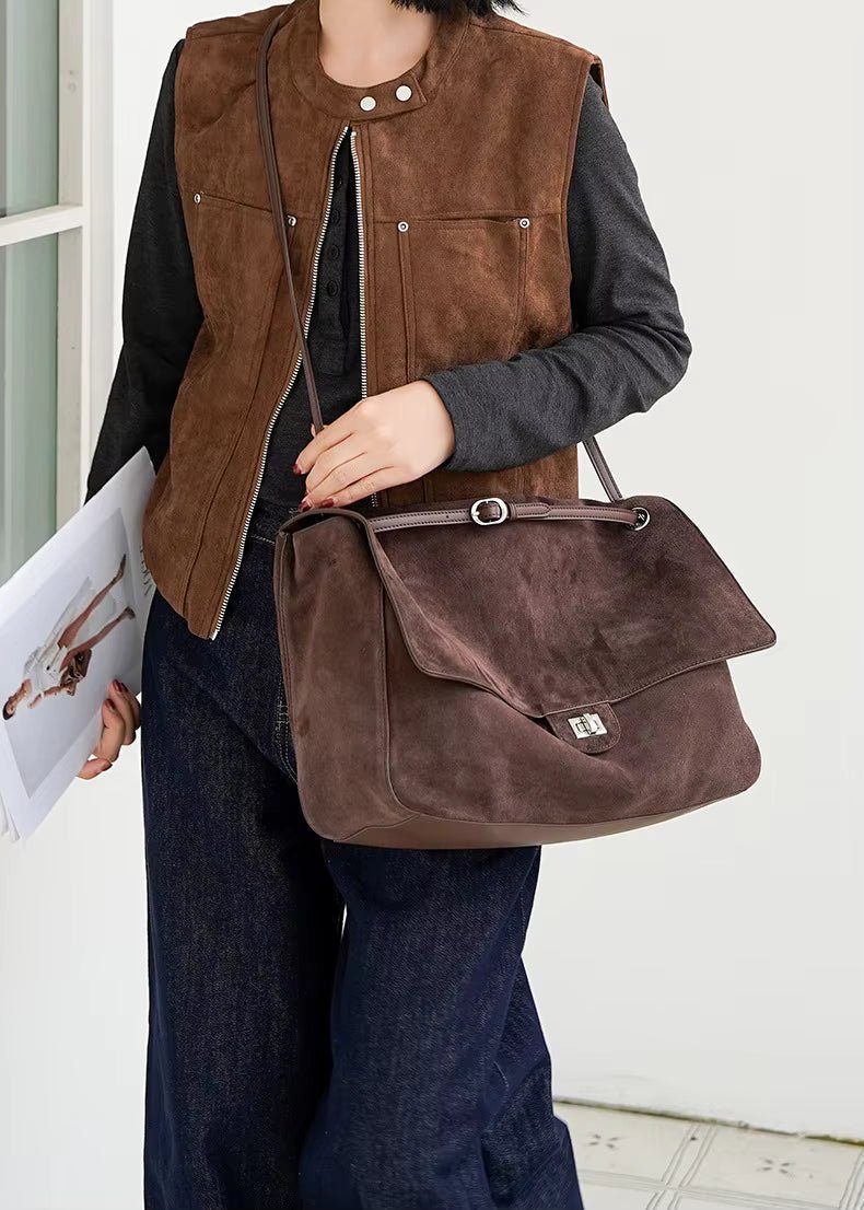 SOKYND Olivia Frosted Leather Retro Tote Bag BagCoffeeS
