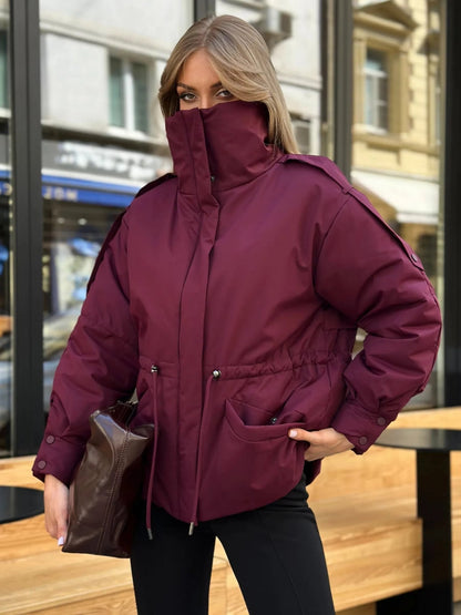SOKYND Olivia Oversized Drawstring Waist Puffer Jacket JacketSOKYND-246423-PUR-S-34647PurpleS