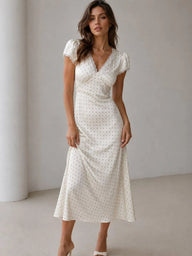 Robe midi en satin imprimée Ora