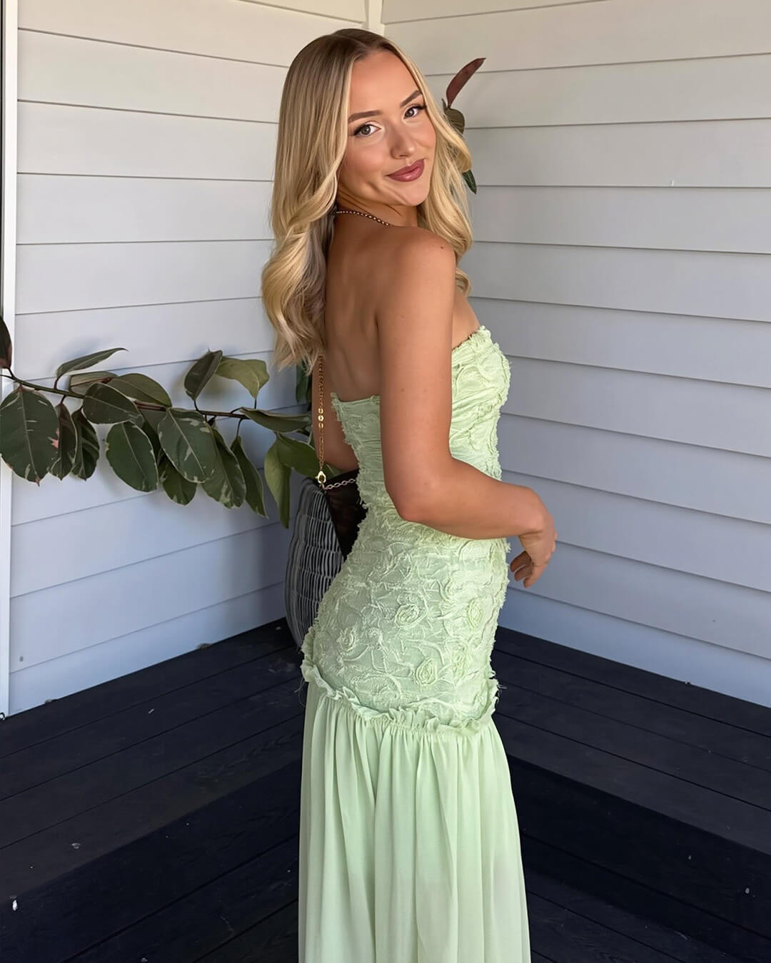 SOKYND Oriane Strapless Floral Lace Maxi Dress DressSOKYND-823063-SAG-L-15671Light GreenL
