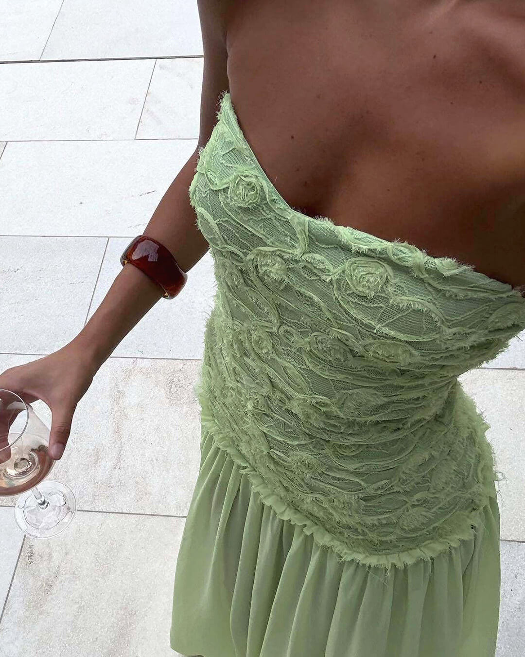 SOKYND Oriane Strapless Floral Lace Maxi Dress DressSOKYND-823063-SAG-S-50135Light GreenS