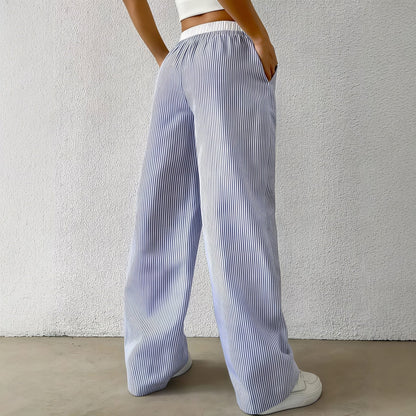 SOKYND Orla Striped Straight Casual Pants BottomsBlueXL