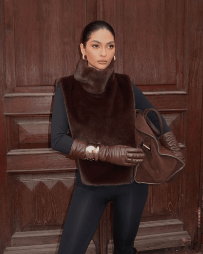 SOKYND Parker Faux Fur Turtleneck Vest VestSOKYND-068951-BRO-M-12087BrownM