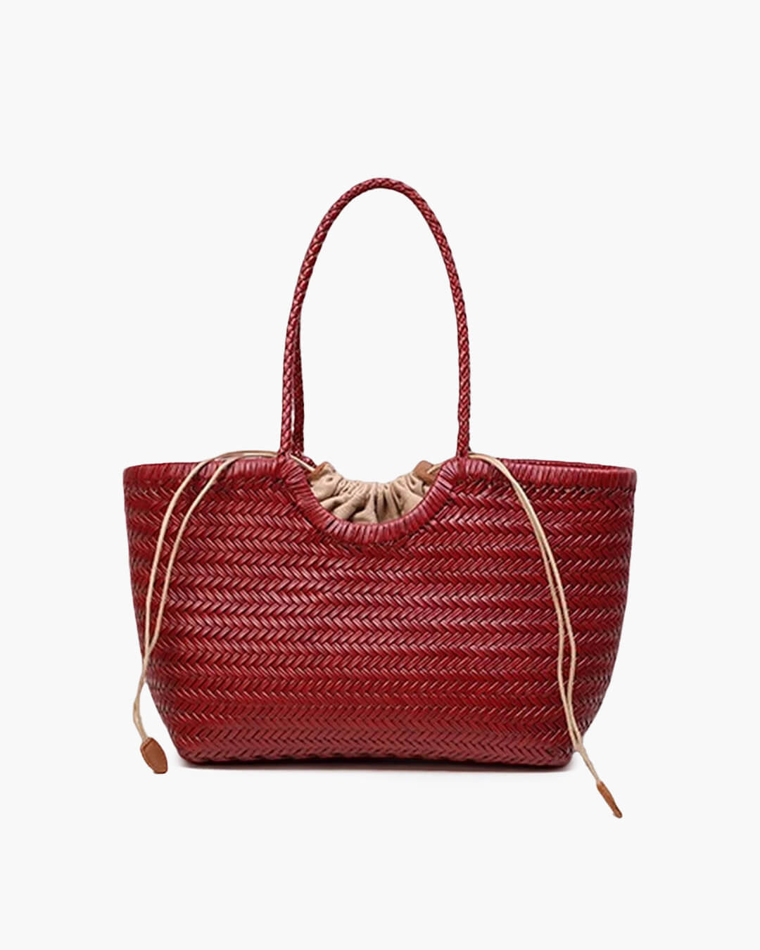 SOKYND Petra Handwoven Leather Tote Bag BagsBurgundyL