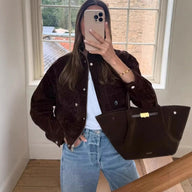 Rachel Weite Schulter Kunstwildlederjacke