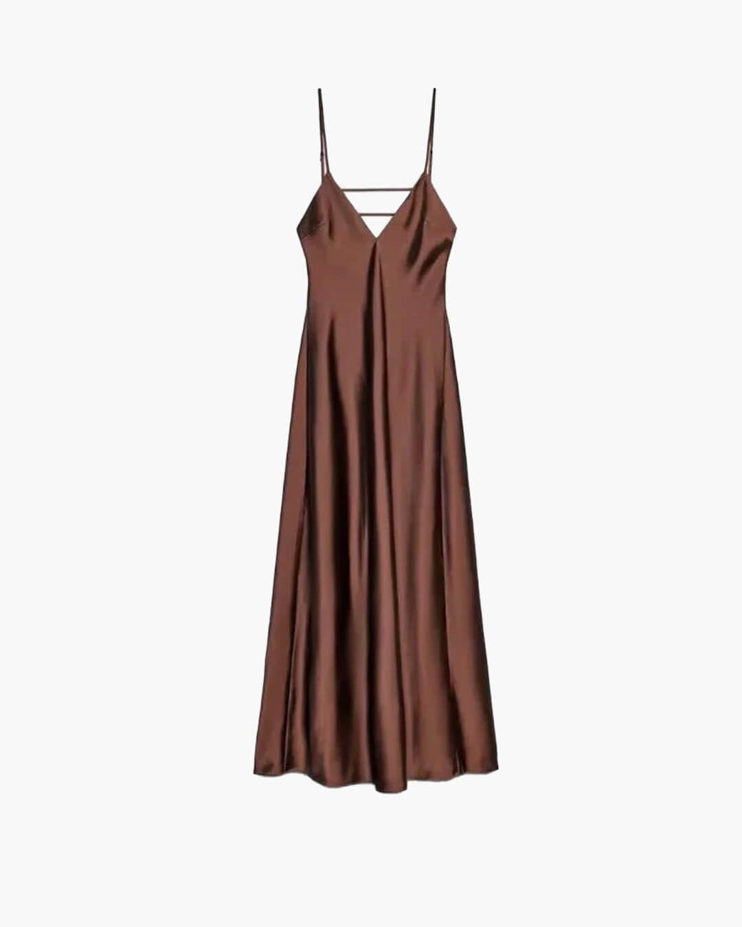 SOKYND Reina Satin Backless Maxi Dress DressBrownXS