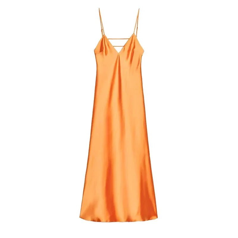 SOKYND Reina Satin Backless Maxi Dress DressOrangeXS