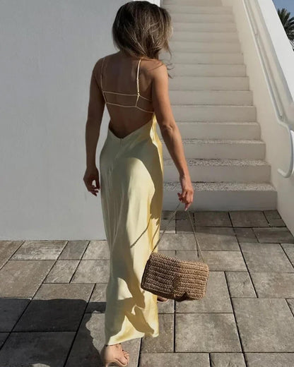 SOKYND Reina Satin Backless Maxi Dress DressYellowXS