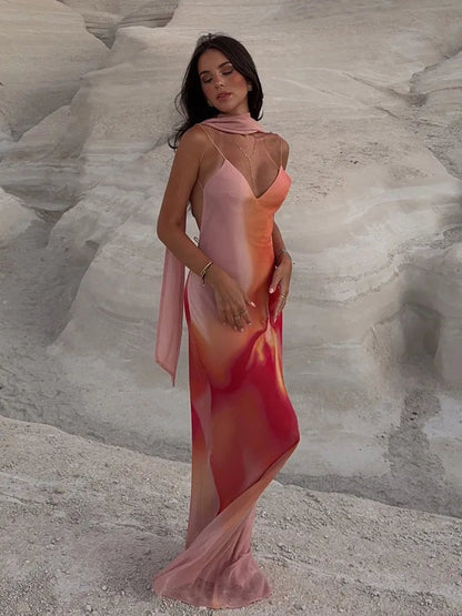 SOKYND Remy Open-Back Ombre Satin Maxi Dress DressSOKYND-790295-ORA-S-19063OrangeS